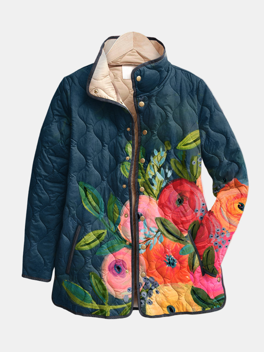 Lorynna | Veste Matelassée Imprimé Floral Vintage