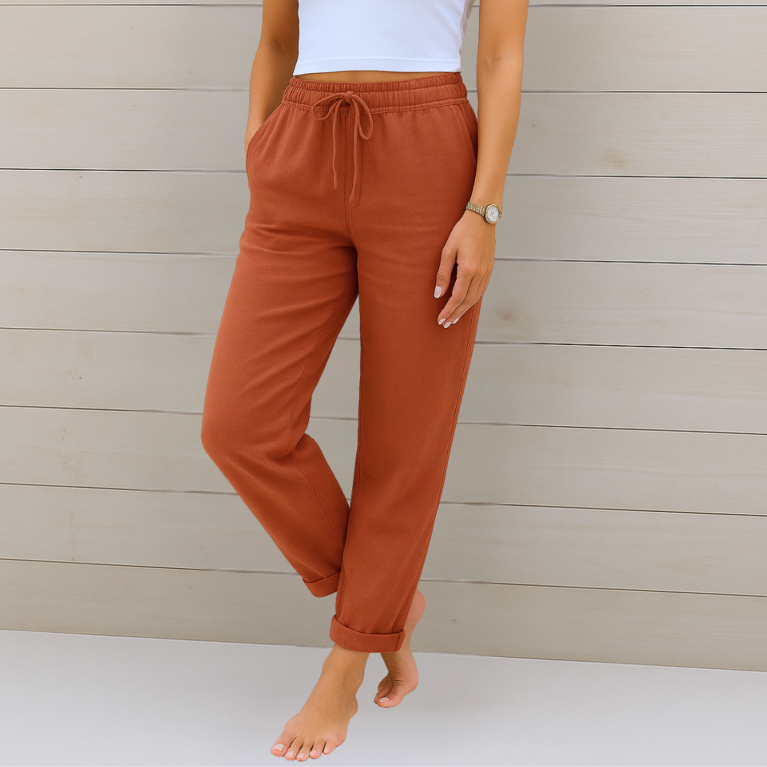 Susy - Pantalon Stretch en Lin Respirant Premium