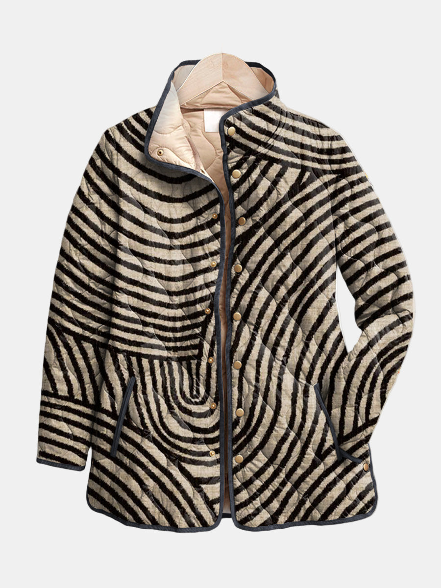 Orlise | Veste Matelassée Design Circulaire Dessinée à la Main Rétro