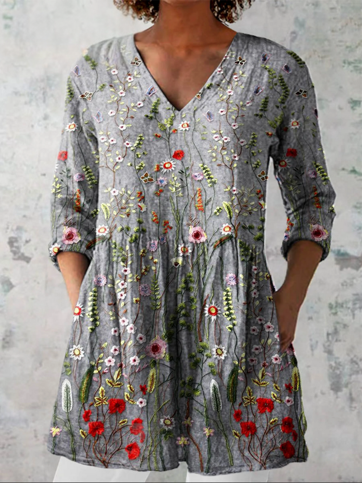 Amelie | Longue Blouse avec Décolleté en V