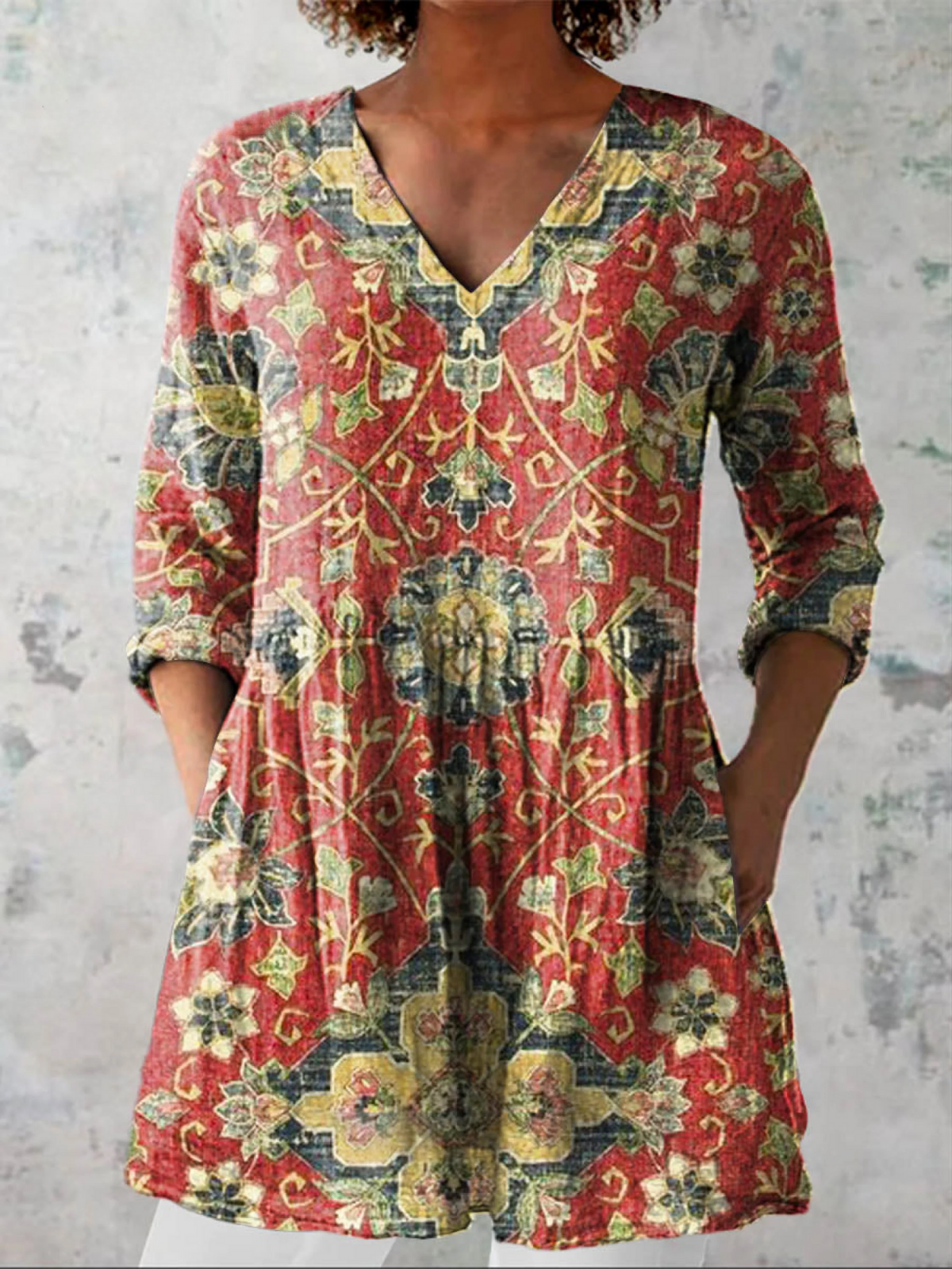 Lea | Longue Blouse avec Col V