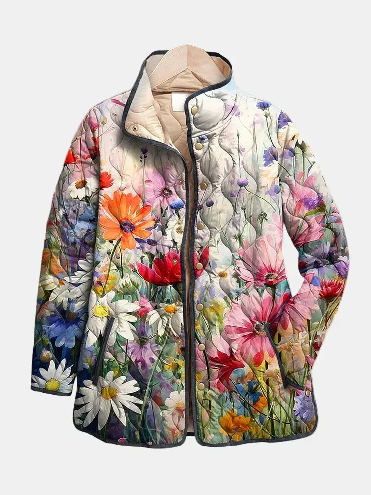Zayrah | Charmante Veste Matelassée Imprimé Floral Vintage