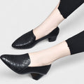 Ângela - Chaussures à talons en cuir vegan doux brodées