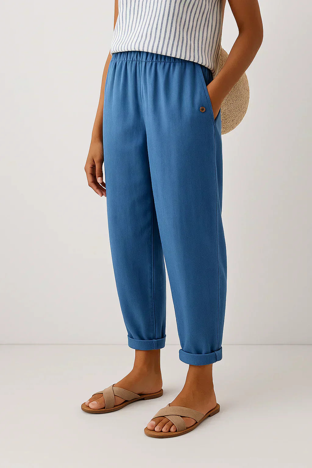 Edith - Pantalon Léger en Lin et Coton Élégant