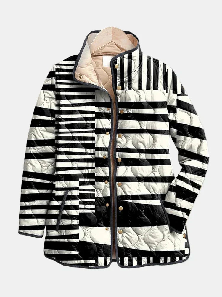 Aerieh | Veste Matelassée Abstraite Noir et Blanc